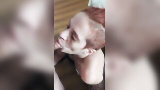 Redhead hooker sucking dick for creampie in her pussy