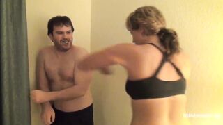 Amber Black bare knuckle beat up fat guy