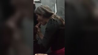 Hot Babe ​m​et​ at ​Me​tFuc​k Co​m Give Blowjob in Public Toilet