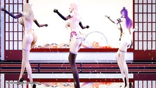 [MMD]極楽浄土 GokurakuJodo Naked Dance Ahri Kaisa Seraphine Hot Erotic Dance