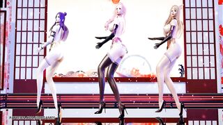 [MMD]極楽浄土 GokurakuJodo Naked Dance Ahri Kaisa Seraphine Hot Erotic Dance