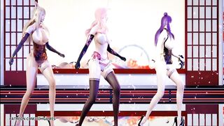 [MMD]極楽浄土 GokurakuJodo Naked Dance Ahri Kaisa Seraphine Hot Erotic Dance