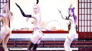 [MMD]極楽浄土 GokurakuJodo Naked Dance Ahri Kaisa Seraphine Hot Erotic Dance