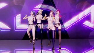 R18 MMD Stellar - Marionette Nude Vers. Ahri Akali Evelynn Kaisa the best Uncensored 3D Nude Dance