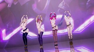 R18 MMD Stellar - Marionette Nude Vers. Ahri Akali Evelynn Kaisa the best Uncensored 3D Nude Dance