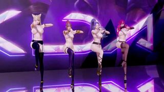 R18 MMD Stellar - Marionette Nude Vers. Ahri Akali Evelynn Kaisa the best Uncensored 3D Nude Dance