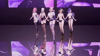 MMD K/DA - the Baddest Nude Vers. Ahri Akali Evelynn Kaisa Seraphine Nude Dance Uncensored 3D