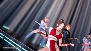 MMD PSY - GENTLEMAN Strip Dance DOA Marie Rose Mai Shiranui Nyotengu Kasumi Honoka Misaki