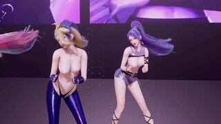 [MMD] K/DA - the Baddest 5 Girls Strip Ver. Ahri Akali Evelynn Kaisa Seraphine 3D Erotic Dance