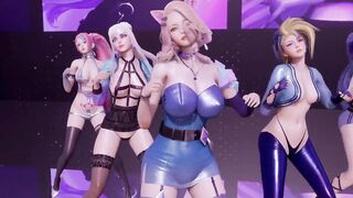 [MMD] K/DA - the Baddest 5 Girls Strip Ver. Ahri Akali Evelynn Kaisa Seraphine 3D Erotic Dance