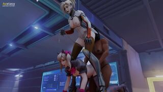 D.Va x Mercy x Pharah - Overwatch Threesome