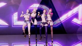 R18 MMD Stellar - Marionette Strip Dance Ahri Akali Evelynn Kaisa 3D Erotic Dance