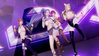 R18 MMD Stellar - Marionette Strip Dance Ahri Akali Evelynn Kaisa 3D Erotic Dance