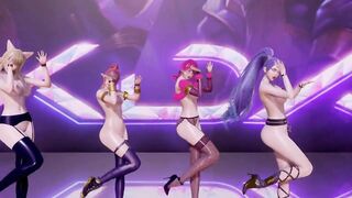 R18 MMD Stellar - Marionette Strip Dance Ahri Akali Evelynn Kaisa 3D Erotic Dance