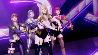 R18 MMD Stellar - Marionette Strip Dance Ahri Akali Evelynn Kaisa 3D Erotic Dance