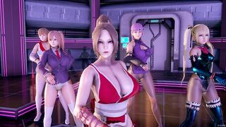 [MMD] PinkCat Striptease Nyotengu Ayane Kasumi Marie Rose Honoka Mai Shiranui DOA Erotic Dance