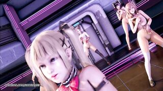 [MMD] PinkCat Striptease Nyotengu Ayane Kasumi Marie Rose Honoka Mai Shiranui DOA Erotic Dance