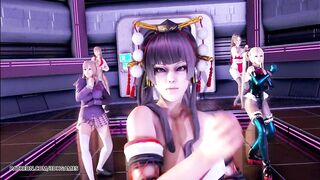 [MMD] PinkCat Striptease Nyotengu Ayane Kasumi Marie Rose Honoka Mai Shiranui DOA Erotic Dance