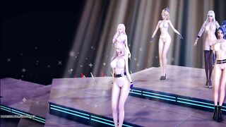 MMD EVERGLOW - ADIOS Naked Dance KDA Ahri Akali Kaisa Seraphine Evelynn