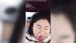 Asian girl begs for a massive facial