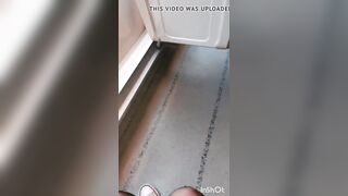 Teen french showing pussy in public train