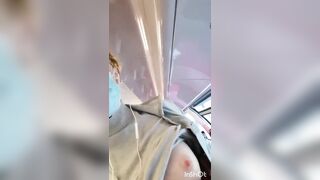 Teen french showing pussy in public train