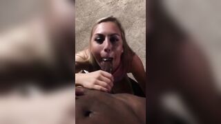 wife swallows black cum in outdoor parking lot