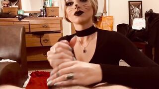 Blonde Teen in Halloween Cat Costume Fetish gives Blowjob and Gets Fucked in Leotard