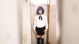 Japanese Crossdresser Masterbation at Entrance