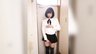 Japanese Crossdresser Masterbation at Entrance