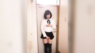 Japanese Crossdresser Masterbation at Entrance