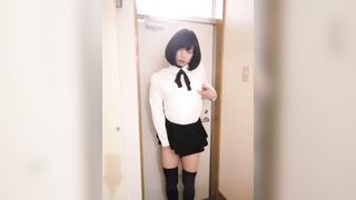 Japanese Crossdresser Masterbation at Entrance