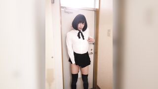 Japanese Crossdresser Masterbation at Entrance