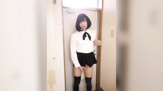 Japanese Crossdresser Masterbation at Entrance