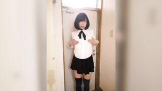 Japanese Crossdresser Masterbation at Entrance