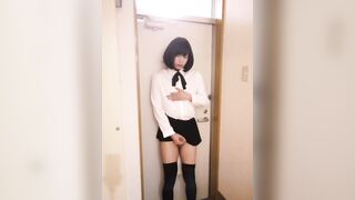 Japanese Crossdresser Masterbation at Entrance