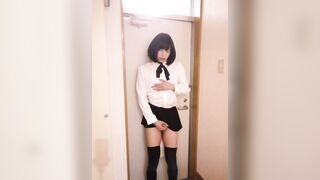 Japanese Crossdresser Masterbation at Entrance