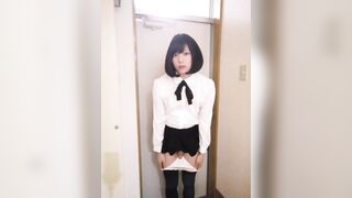 Japanese Crossdresser Masterbation at Entrance