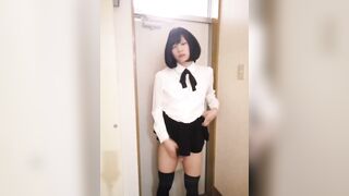 Japanese Crossdresser Masterbation at Entrance