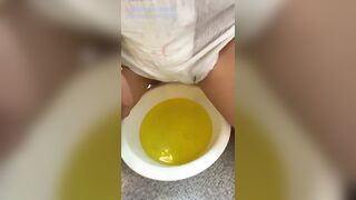 [pee on Diapers] Pissing and Drinking Urine in the Mouth to Nana. Pee Command to Nana