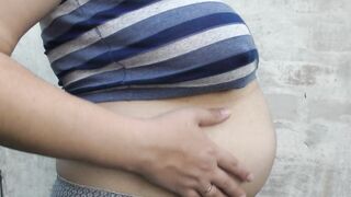 Wife outdoor with a huge cheating pregnant belly -Milky Mari