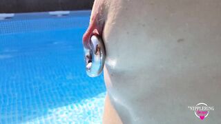 Nippleringlover Naked Pool - Pierced Tits Stretched Nipple Piercings Big Nipple Rings Big Labia Ring