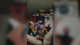 Crazy blonde clamps nipples and pussy lips and masturbates