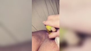 Swiss girl fucks herself with a banana