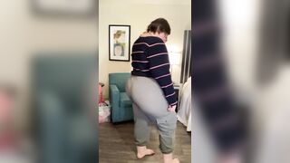 Shy BBW strips and dances cutely to show off sexy lingerie