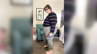 Shy BBW strips and dances cutely to show off sexy lingerie