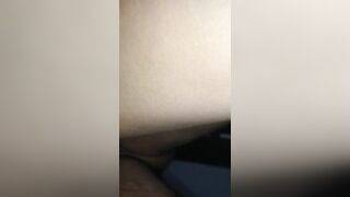 sucking and getting doggy fucked from behind filmed from under by my bbc cock and creampied