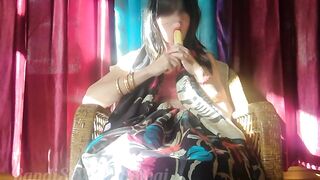 Indian Girl in Sari is at Banana Challenge [ 18+ TIKTOK Trend ]