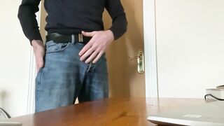 Horny waiting for Facebook marketplace sale to be picked up - risky big cock jerked to cumshot!