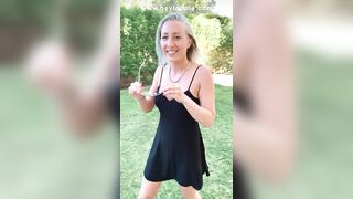 Secret outdoor blowjob during family celebration ends with cum in her mouth